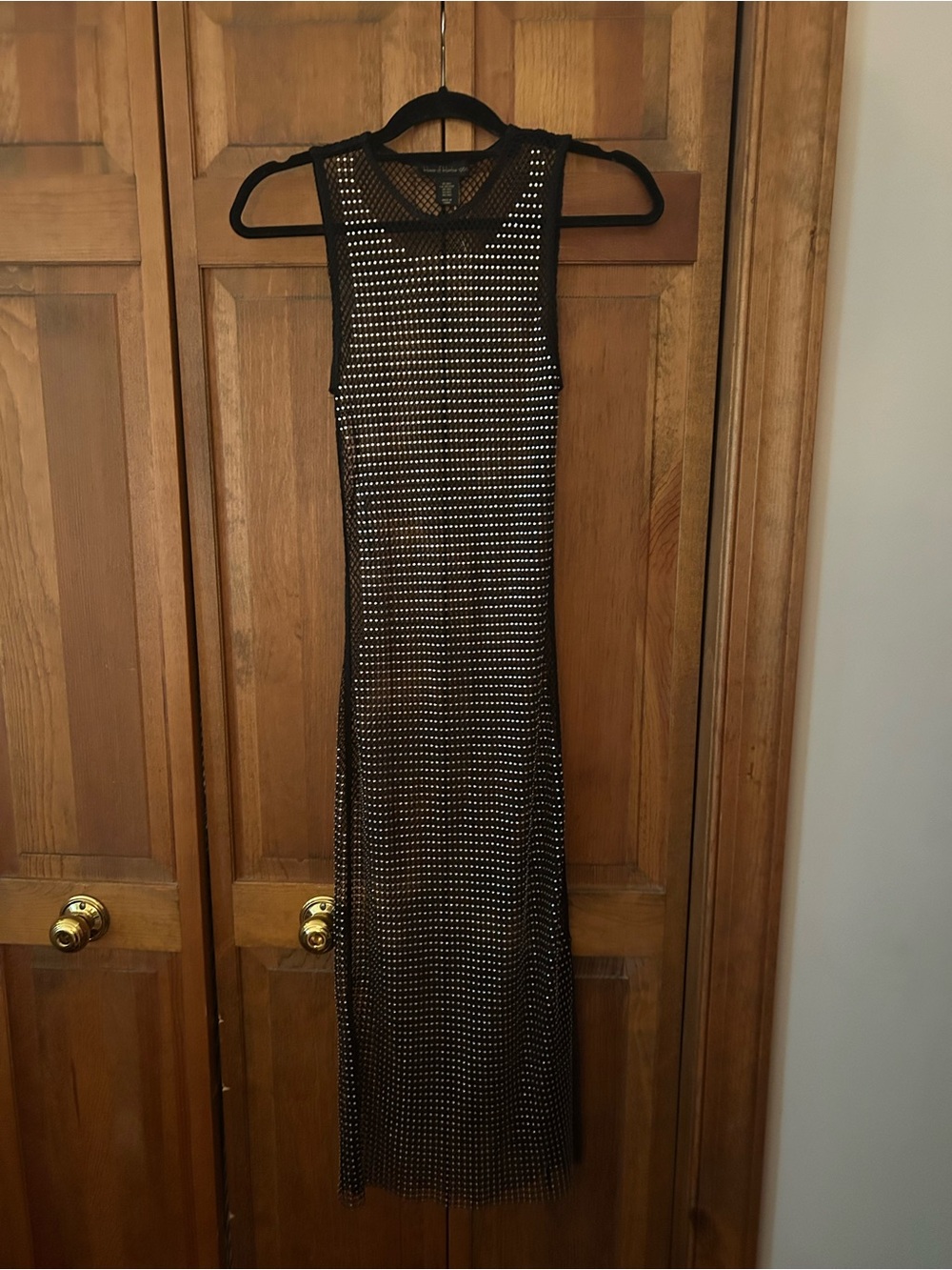 House of Harlow 1960 Women’s Sz XXS Black Fishnet Bejeweled Maxi Swim Cover-Up